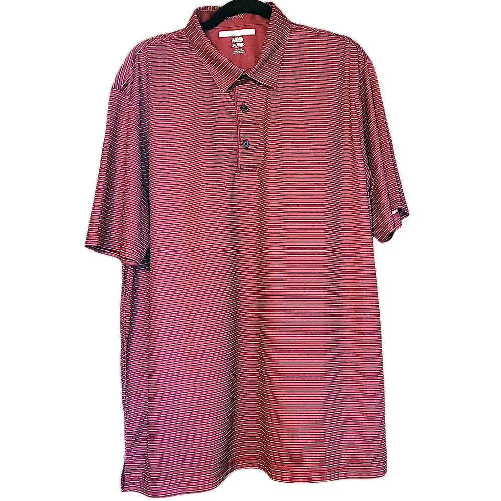 Greg Norman Mens Size Xl Maroon And White Polo Shirt with Textured Fabric